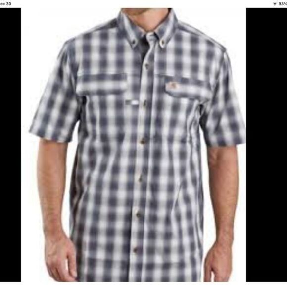 Carhartt Force Grey Plaid Utility Relaxed Fit Button Down Collar Shirt Large - Picture 1 of 11